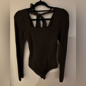ABERCROMBIE & FITCH dark green tie bodysuit